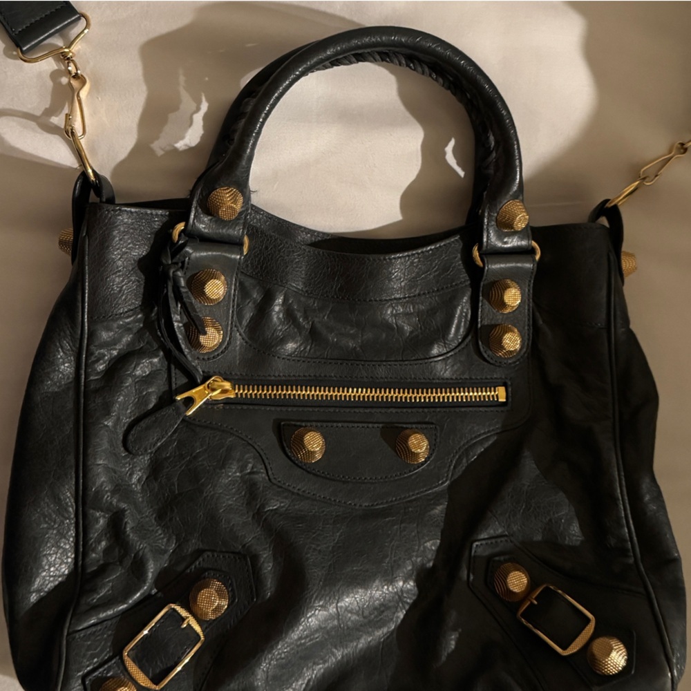 Dark Grey Leather Handbag